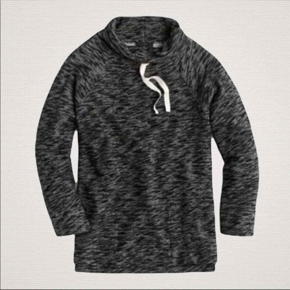 J. Crew Oversized Funnel Neck Heavy Knit Sweatshirt Heathered Black Women’s L/XL